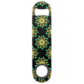 Gele en groene neonbloem speed flessenopener (Achterkant)