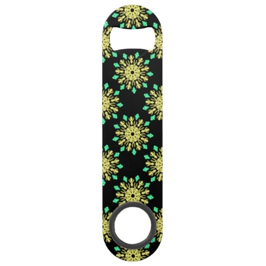Gele en groene neonbloem speed flessenopener (Voorkant)