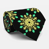 Gele en groene neonbloem stropdas (Opgerold)