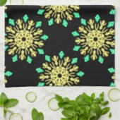 Gele en groene neonbloem theedoek (Gevouwen)