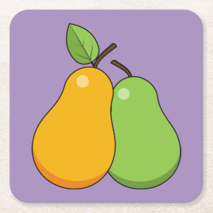 Gele en groene peren kartonnen onderzetters