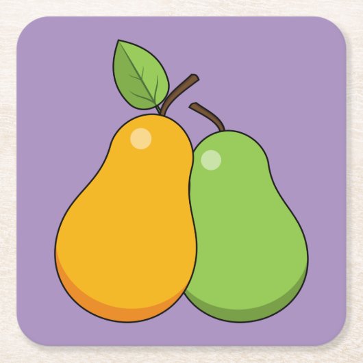 Gele en groene peren kartonnen onderzetters (Voorkant)