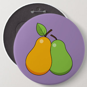 Gele en groene peren ronde button 6,0 cm