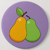 Gele en groene peren ronde button 6,0 cm (Voorkant)
