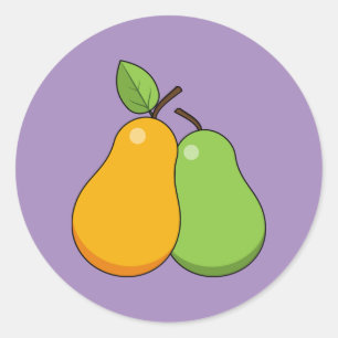 Gele en groene peren ronde sticker