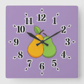 Gele en groene peren vierkante klok (Voorkant)