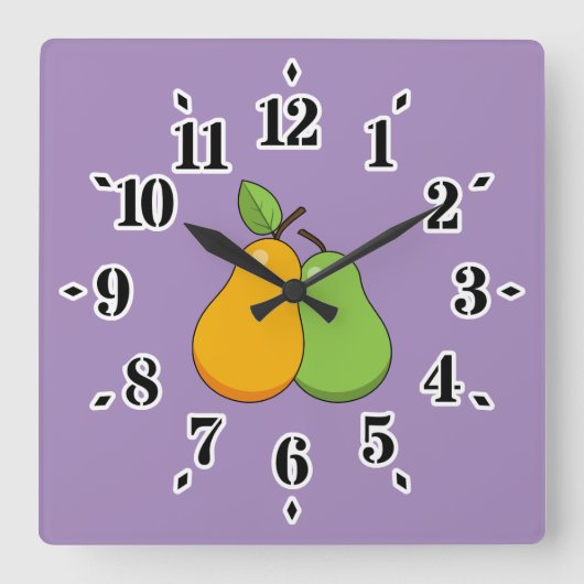 Gele en groene peren vierkante klok (Voorkant)