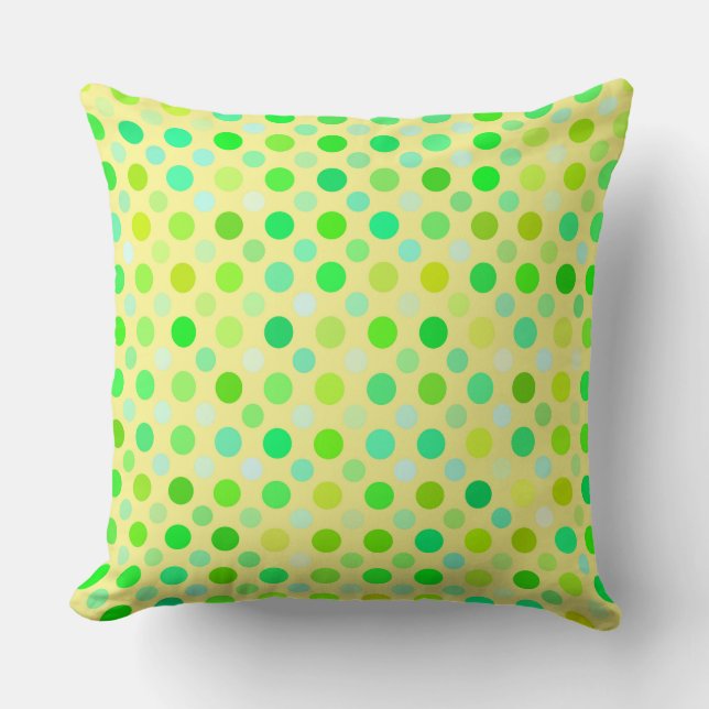 gele en groene polka - stippen kussen (Voorkant)