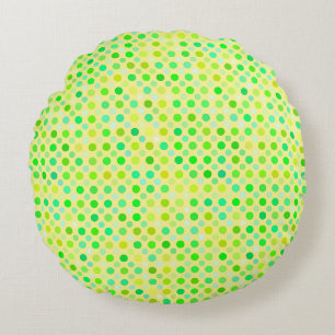 gele en groene polka - stippen rond kussen