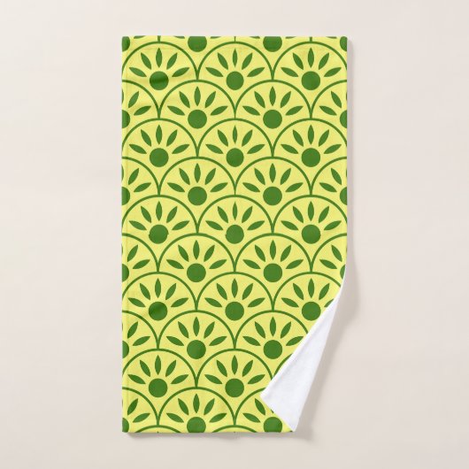 Gele en groene printkeuzeknop bad handdoek (Handdoek)