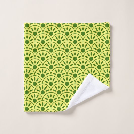 Gele en groene printkeuzeknop bad handdoek (Wasdoekje)