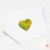 Gele en groene redbudbladeren hart sticker (Envelop)