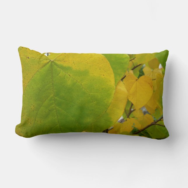 Gele en groene redbudbladeren kussen (Voorkant)