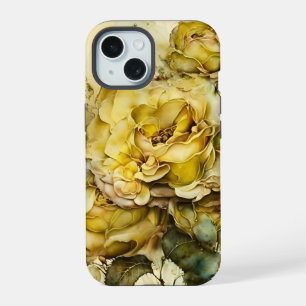 Gele en groene reusachtige rozen iPhone 15 case