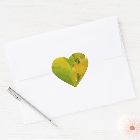 Gele en groene robots hart sticker (Envelop)
