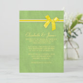 Gele en groene Rustic Burlap Wedding Invitations Kaart (Staand voorkant)
