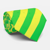 Gele en groene Stippen en Stripes Stropdas (Opgerold)