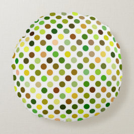 Gele en groene Stippen Rond Kussen