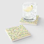 Gele en groene Stippen Stenen Onderzetter (Zijkant)