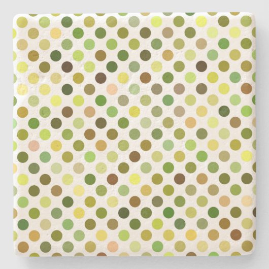 Gele en groene Stippen Stenen Onderzetter (Voorkant)