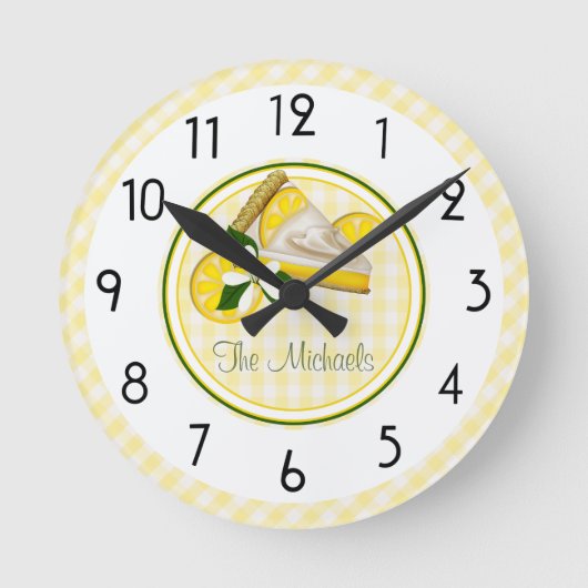 Gele en groene strepen en cheques ronde klok (Voorkant)