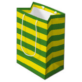 Gele en groene strepen medium cadeauzakje (Voorkant Gekanteld)