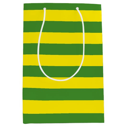 Gele en groene strepen medium cadeauzakje (Voorkant)