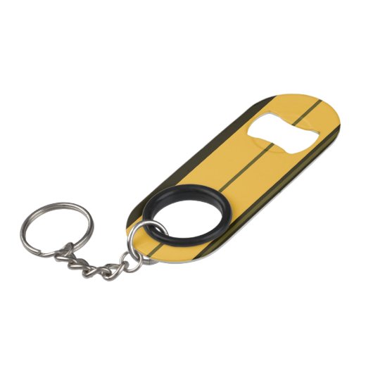  gele en groene strepen mini flessenopener (Voorkant Gekanteld)