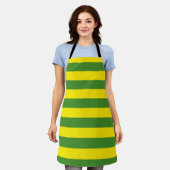 Gele en groene strepen schort (Gedragen)
