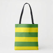 Gele en groene strepen tote bag (Voorkant)