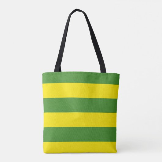 Gele en groene strepen tote bag (Achterkant)