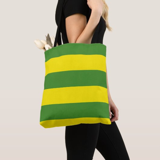 Gele en groene strepen tote bag (Dichtbij)