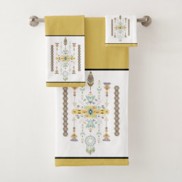 Gele en groene tribale badhanddoekset bad handdoek