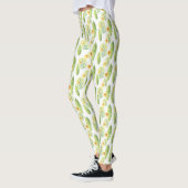 Gele en groene tropische bladeren en bloemen leggings (Links)
