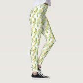 Gele en groene tropische bladeren en bloemen leggings (Rechts)