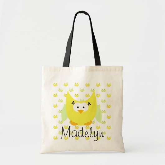 Gele en groene uilen gepersonaliseerde Canvas tas (Voorkant)
