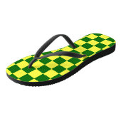 Gele en Groene Vierkanten Teenslippers (Schuin)
