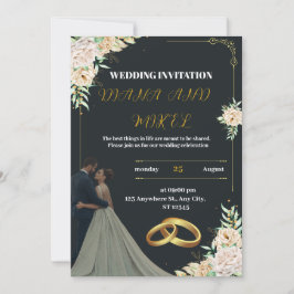 Gele en groene vintage bruiloft uitnodiging