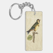 Gele en groene vogel op een kleine tak sleutelhanger (Voorkant Links)