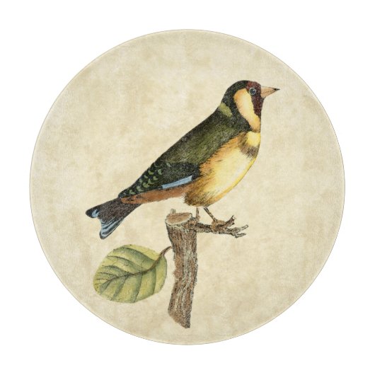 Gele en groene vogel op een kleine tak snijplank (Voorkant)