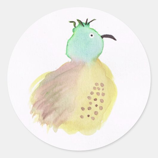 Gele en groene vogel ronde sticker (Voorkant)