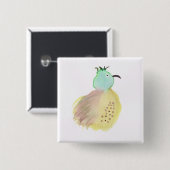 Gele en groene vogel vierkante button 5,1 cm (Voorkant /achterkant)