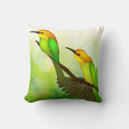 Gele en Groene Vogels Kussen