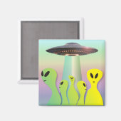 Gele en groene vriendelijke buitenaardse wezens magneet (Voorkant / Achterkant)
