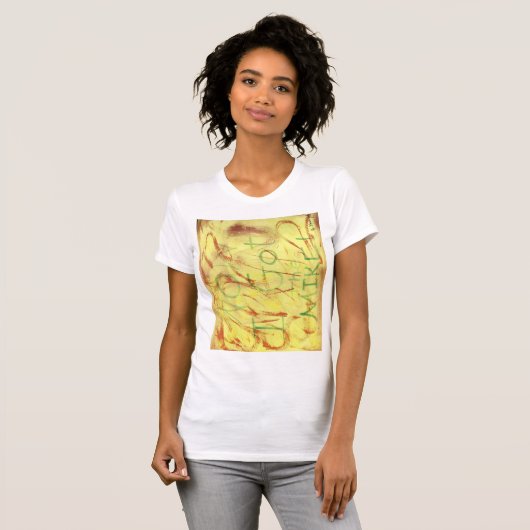 Gele en groene vrouwen T-shirt ontwerp. (Voorkant volledig)
