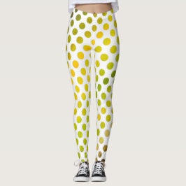 Gele en groene Waterverf Gekleurde Stippen Leggings