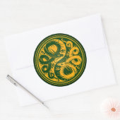 Gele en Groene Yin Yang Chinese Draken Ronde Sticker (Envelop)