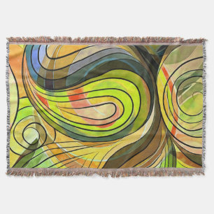Gele en herfstbruine krabbeltekening met zwarte li deken