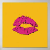 Gele en hete roze kussende lippen poster (Voorkant)