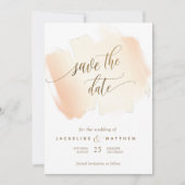 Gele en koraalpenseelstreken, Minimale bruiloft Save The Date (Voorkant)